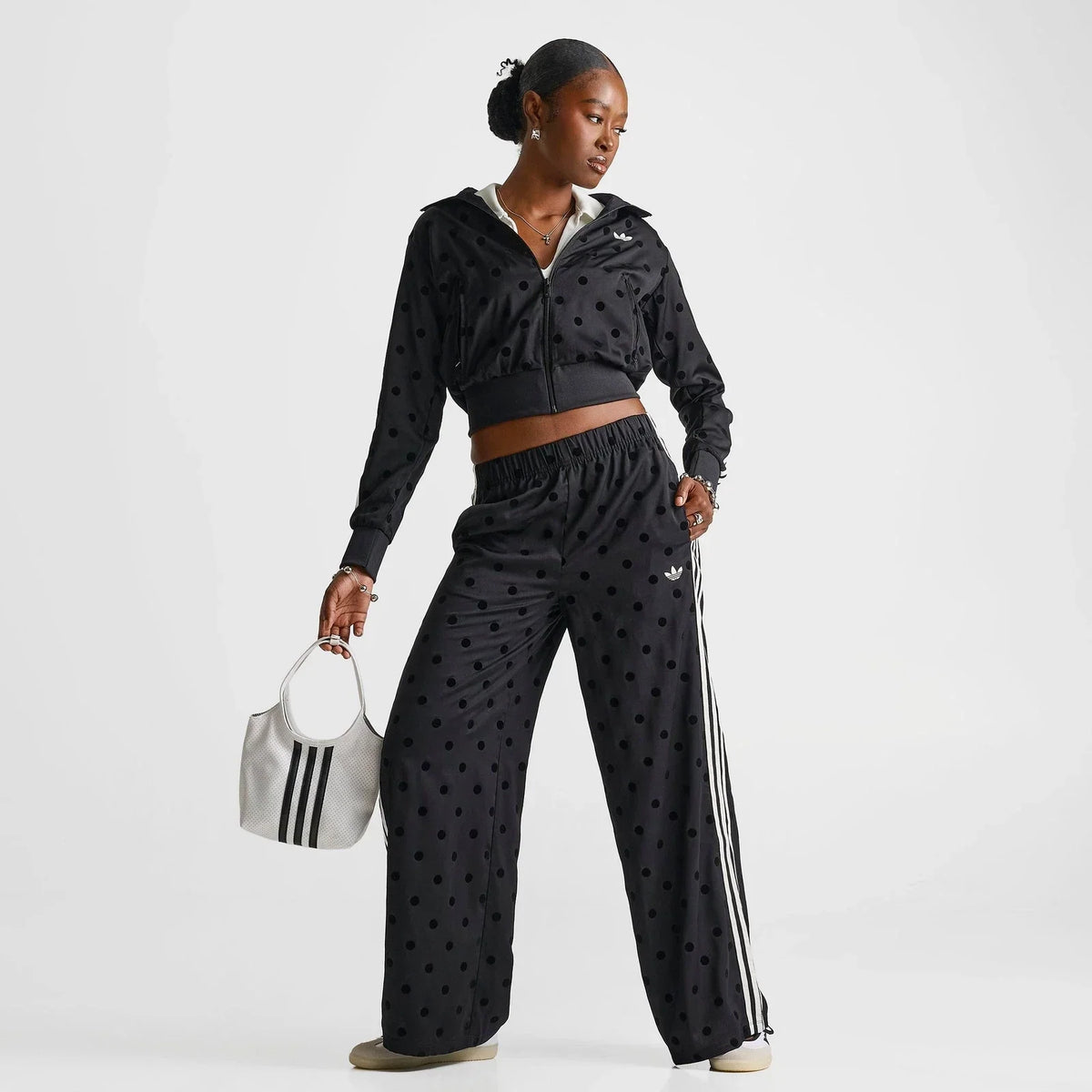 Women's Polka Dot Satin Track Jacket