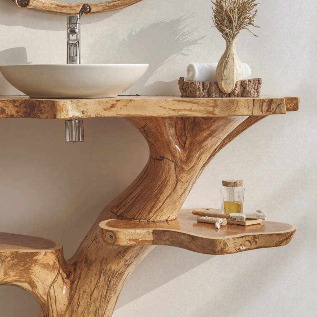 Live Edge Wood Floating Bathroom Vanity Counter Shelf - view 3