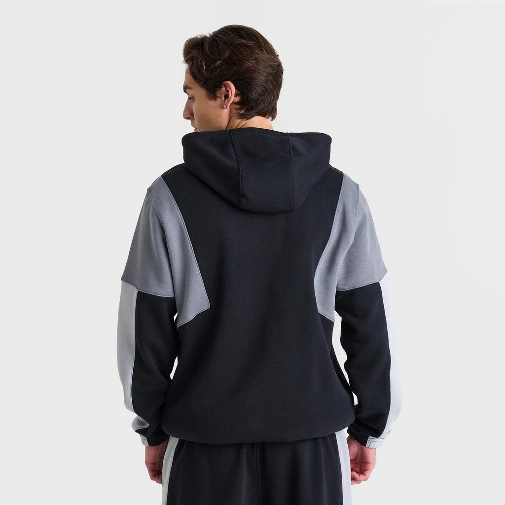 Men's Colorblock Pullover Fleece Hoodie - Black