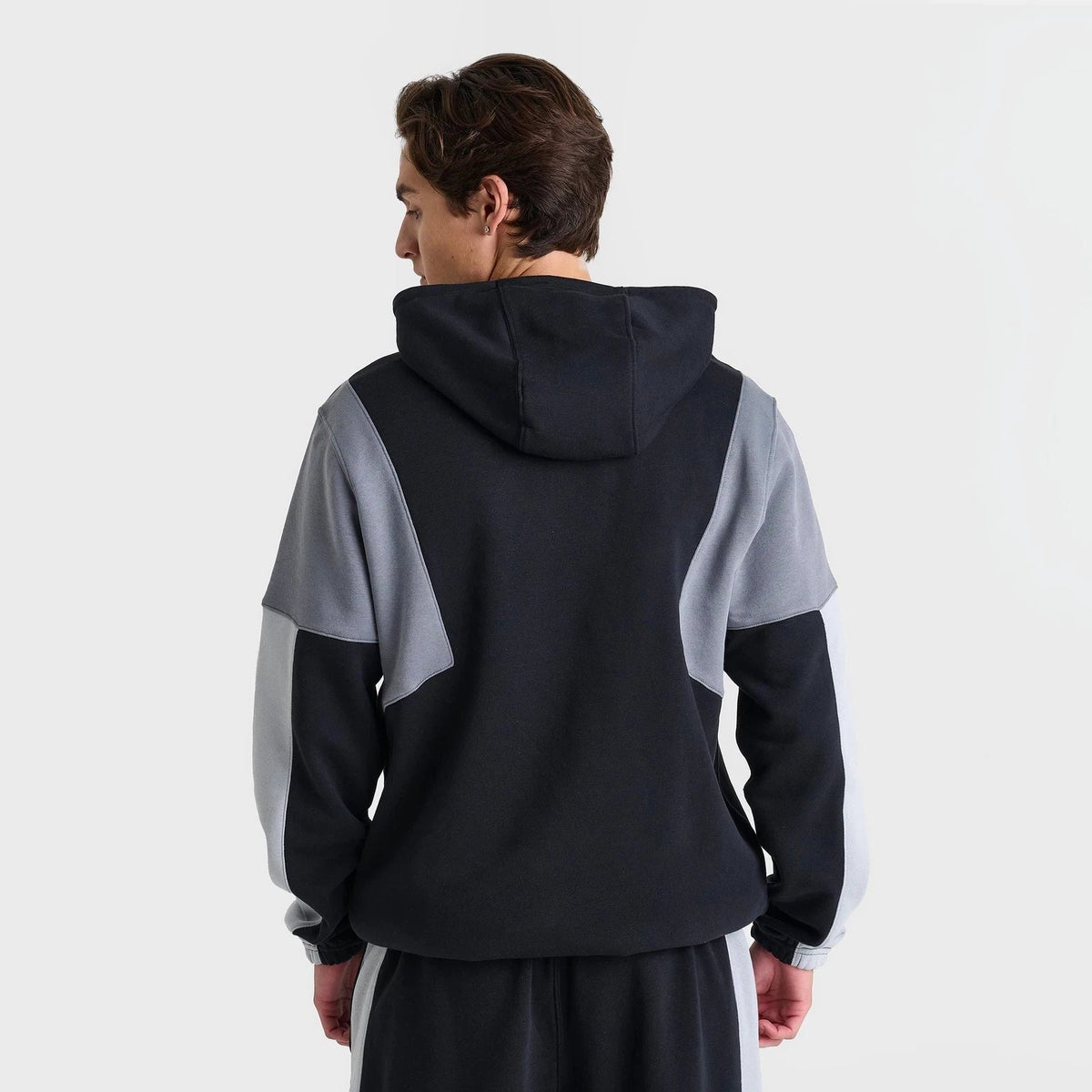 Men's Colorblock Pullover Fleece Hoodie - Black