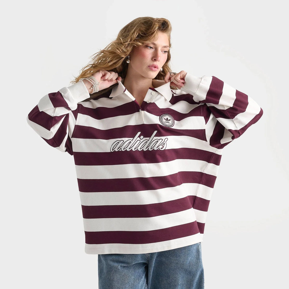 Women's Striped Oversized Rugby Shirt