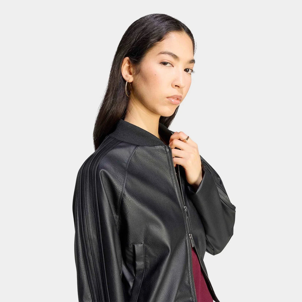Women's Faux Leather Full-Zip Track Jacket