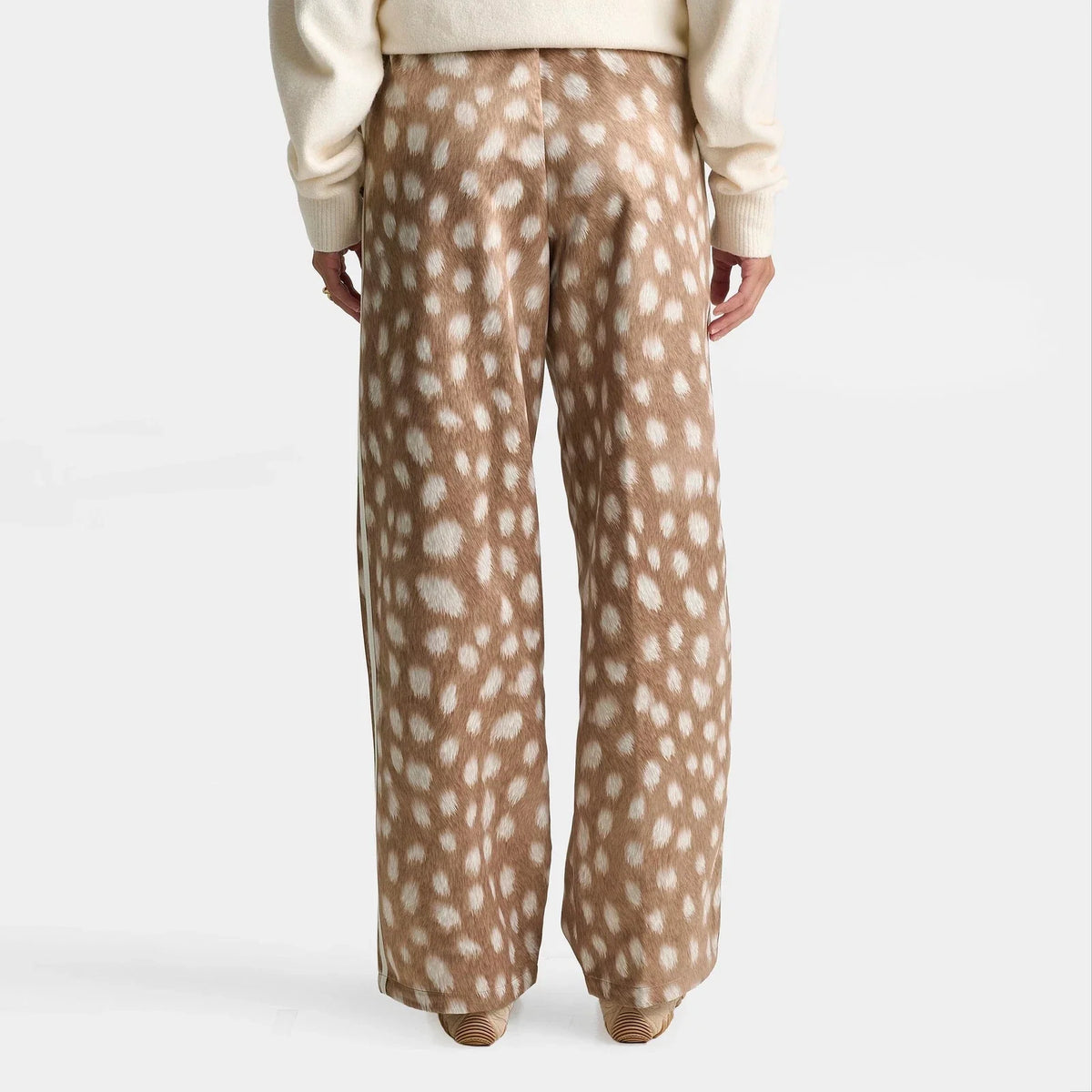 Women's Deer Print Satin Track Pants