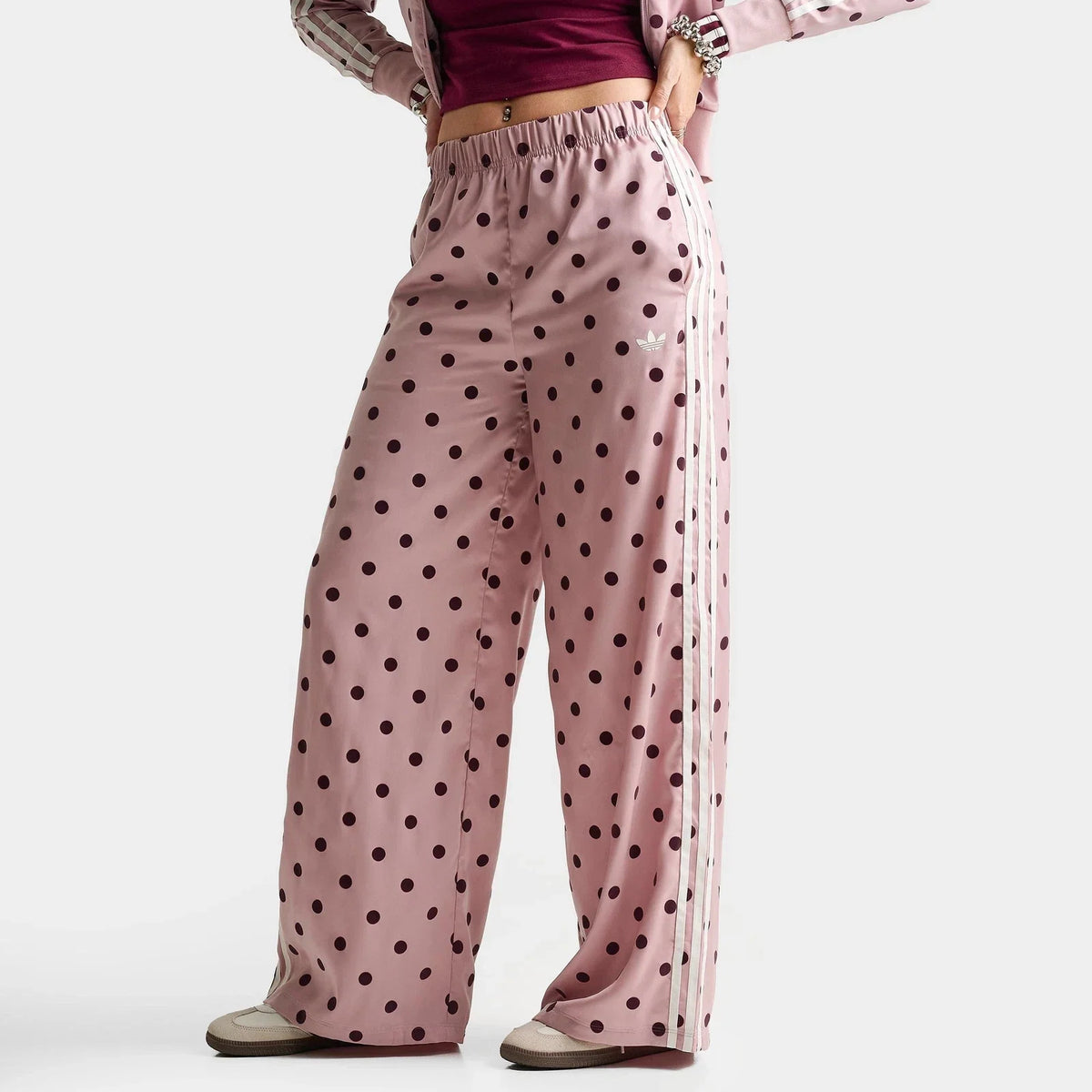 Women's Polka Dot Satin Wide-Leg Pants