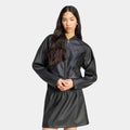 Women's Faux Leather Full-Zip Track Jacket