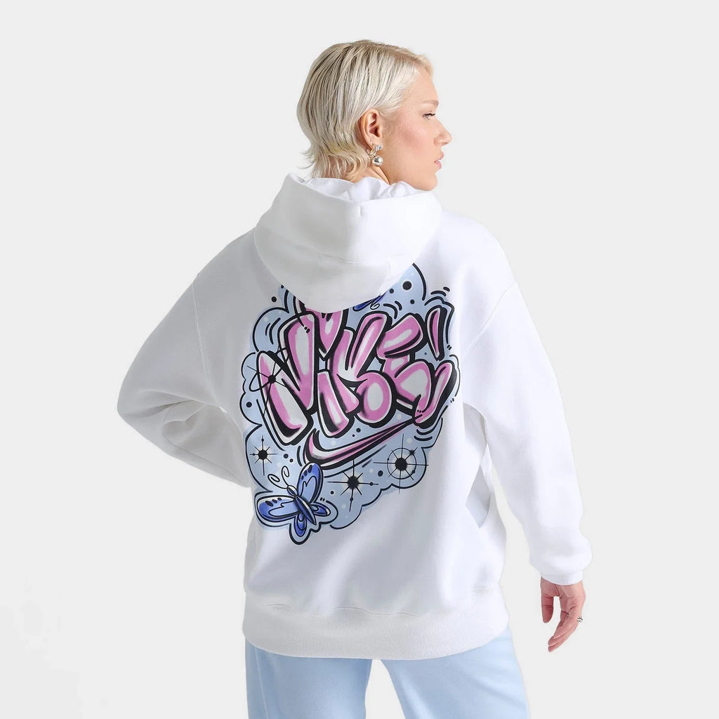 Women's Graphic Oversized Pullover Hoodie - White