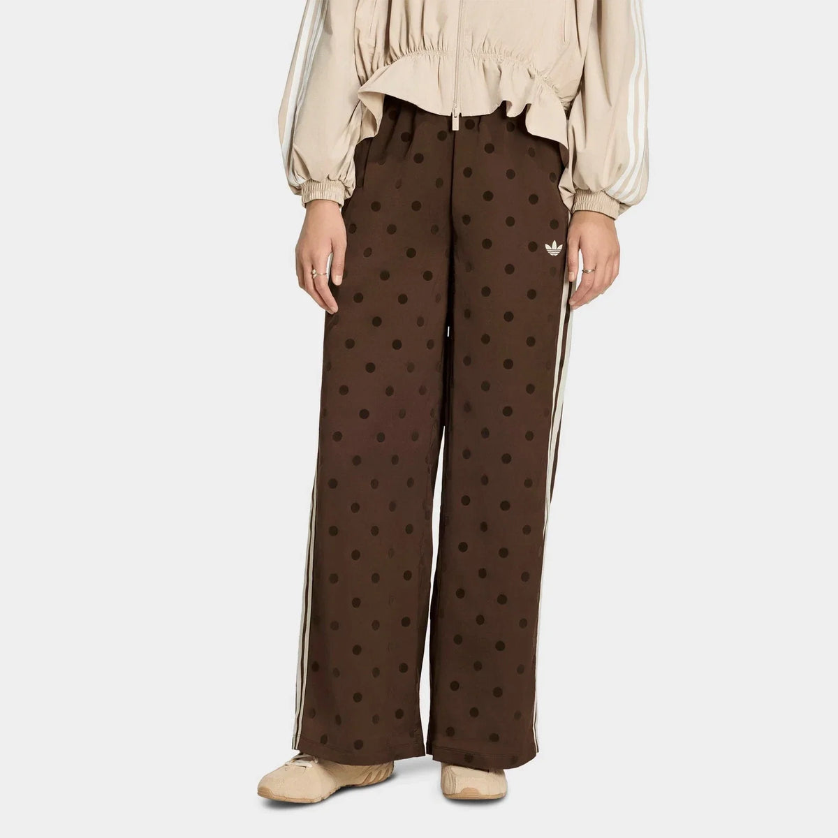 Women's Polka Dot Satin Wide-Leg Track Pants