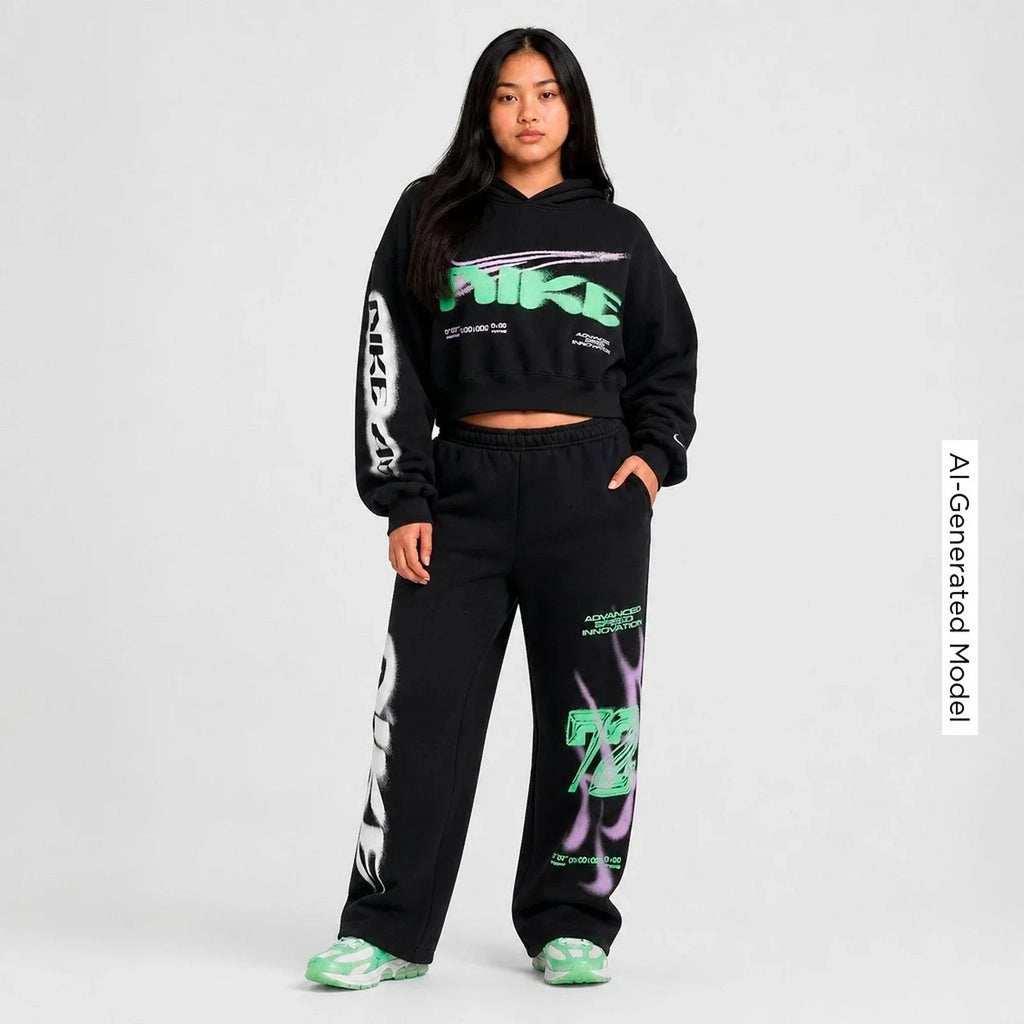 Women's Cropped Cotton-Blend Fleece Hoodie