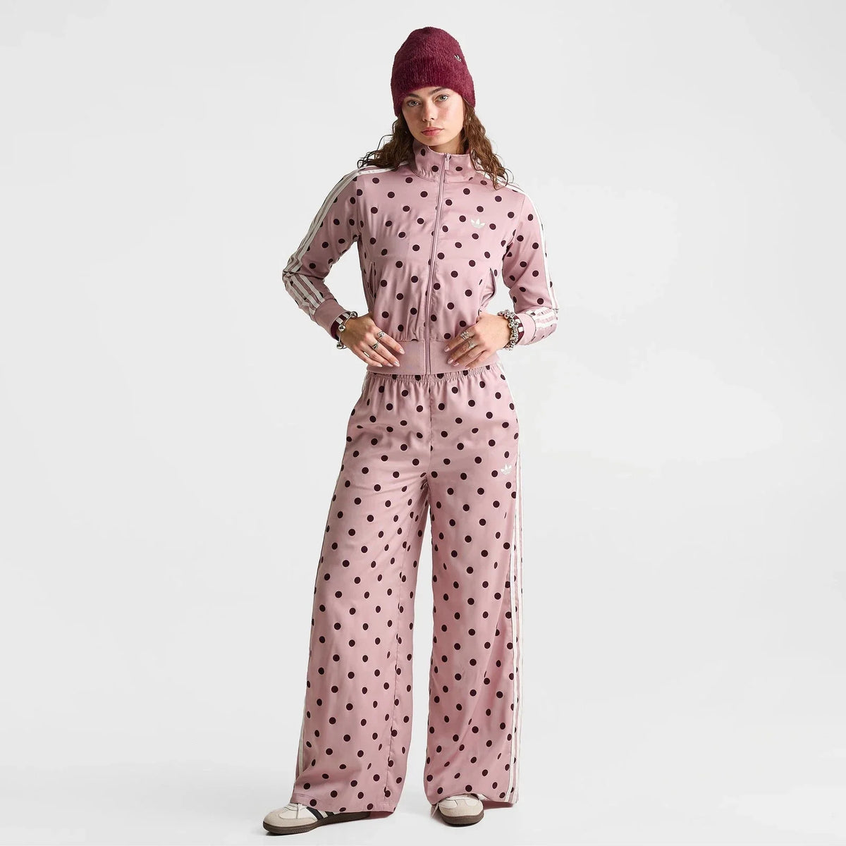 Women's Polka Dot Satin Full-Zip Track Jacket