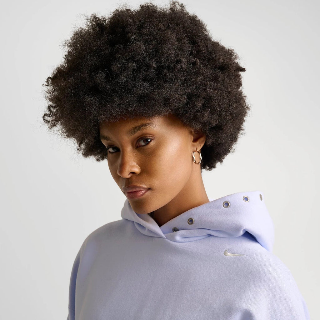 Women's Oversized Grommet Fleece Hoodie - Purple