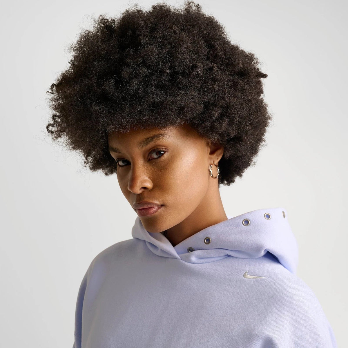 Women's Oversized Grommet Fleece Hoodie - Purple