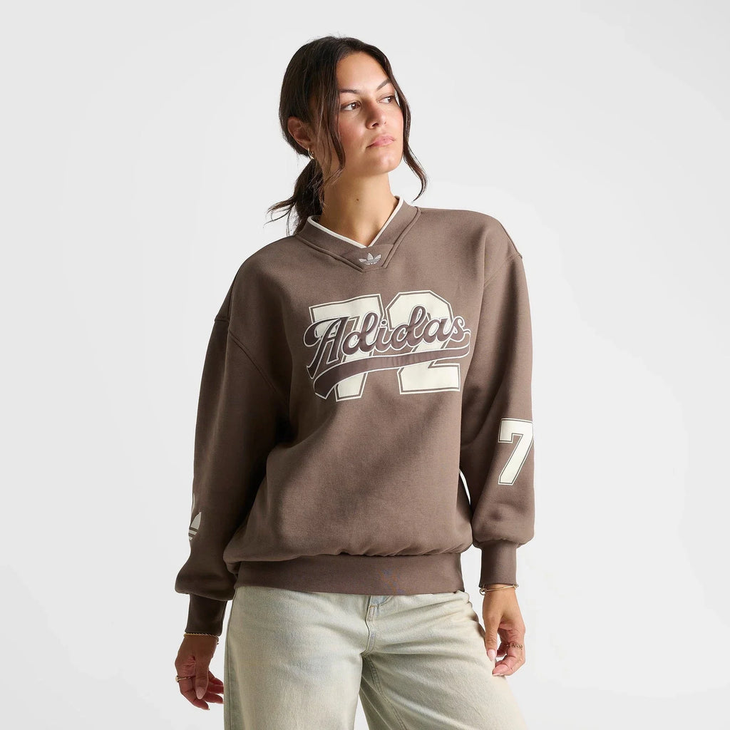Women's Oversized V-Neck Fleece Sweatshirt