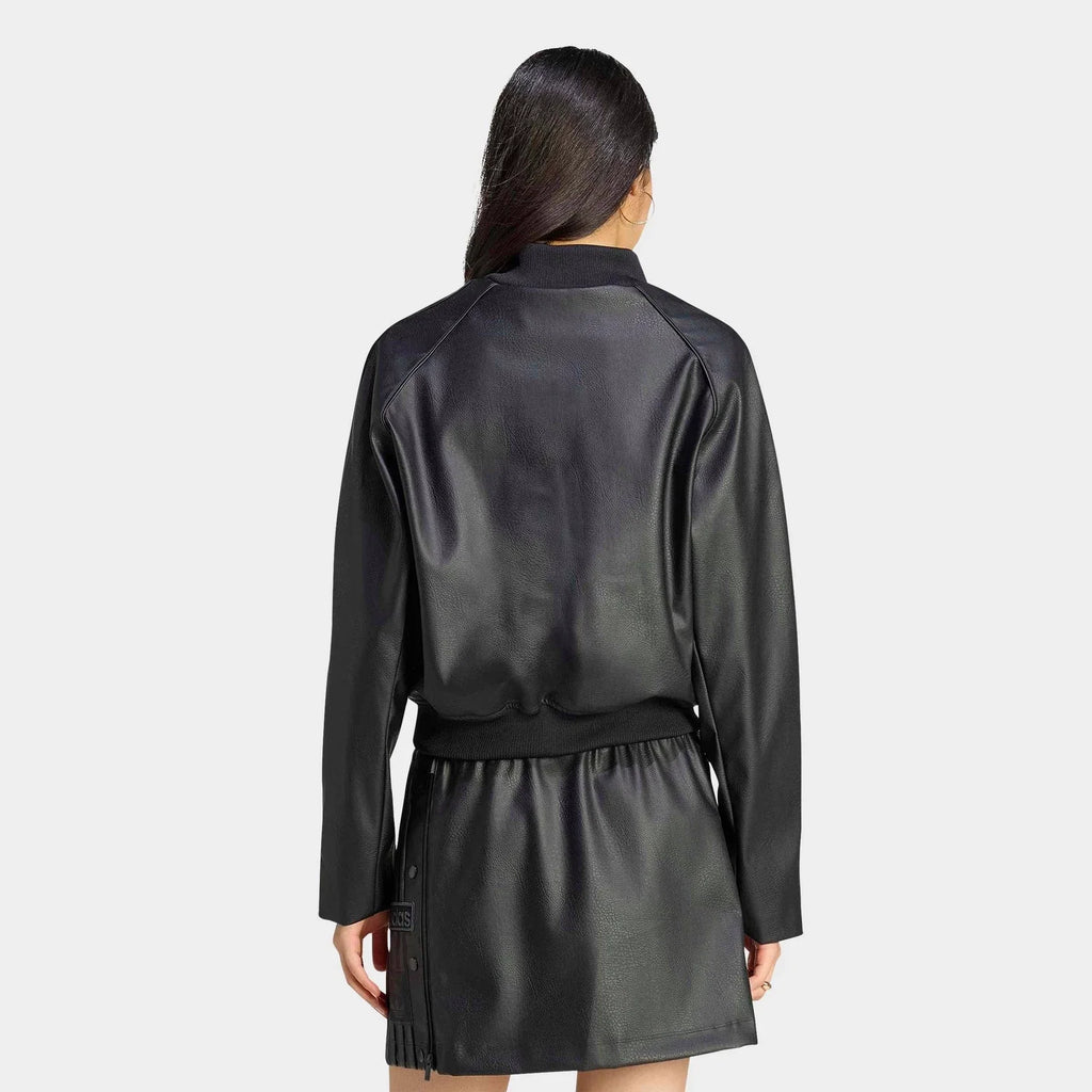 Women's Faux Leather Full-Zip Track Jacket