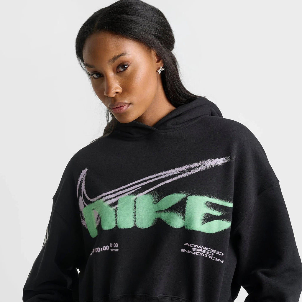 Women's Cropped Cotton-Blend Fleece Hoodie