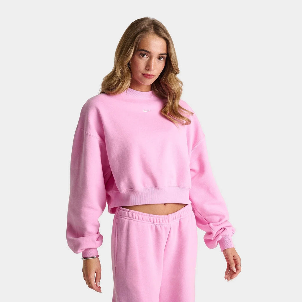Women's Cropped Oversized Fleece Sweatshirt