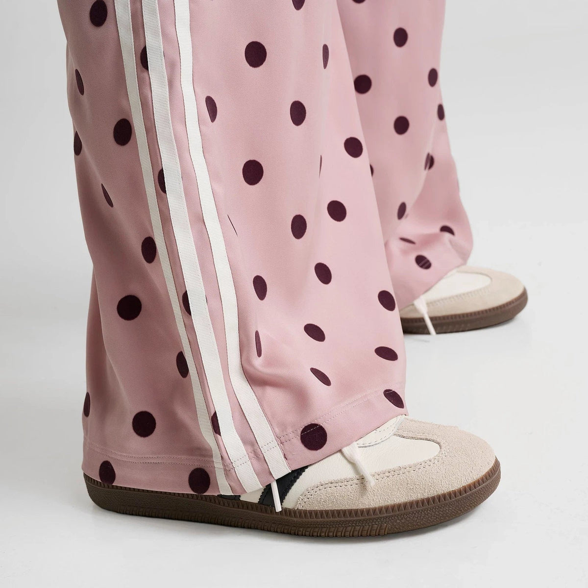 Women's Polka Dot Satin Wide-Leg Pants