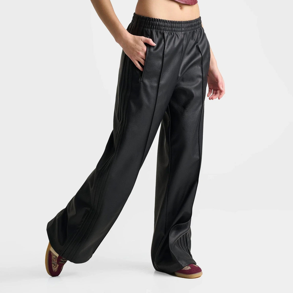 Women's Faux Leather Wide-Leg Pants