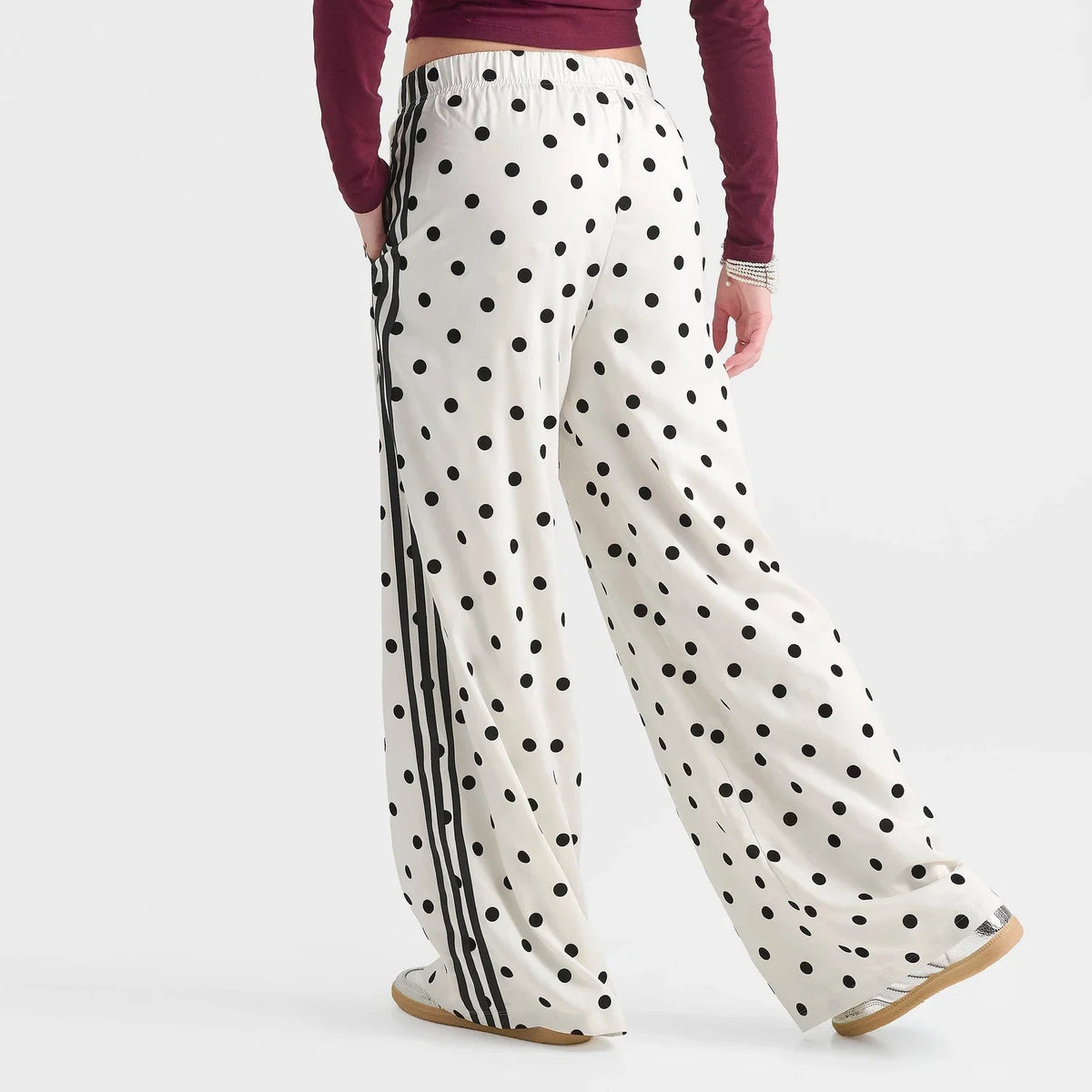 Women's Polka Dot Satin Wide-Leg Pants