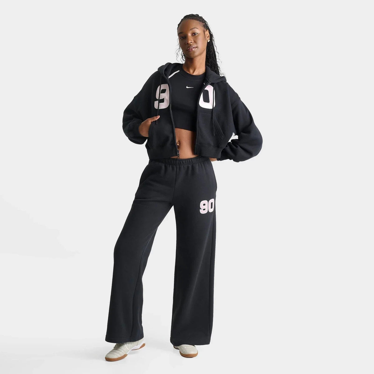 Women's Cropped Oversized Full-Zip Hoodie