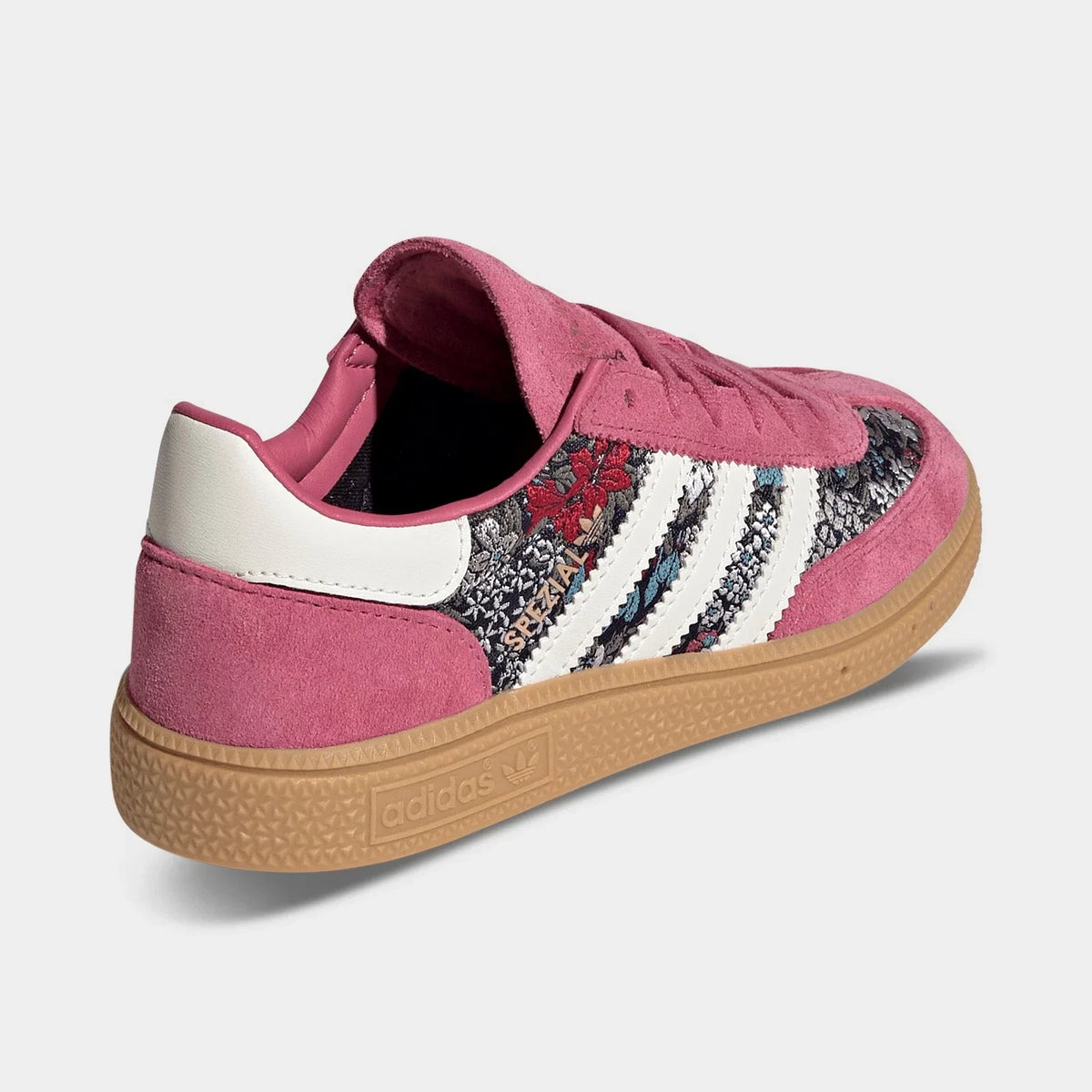 Girls' Floral Leather And Textile Sneakers