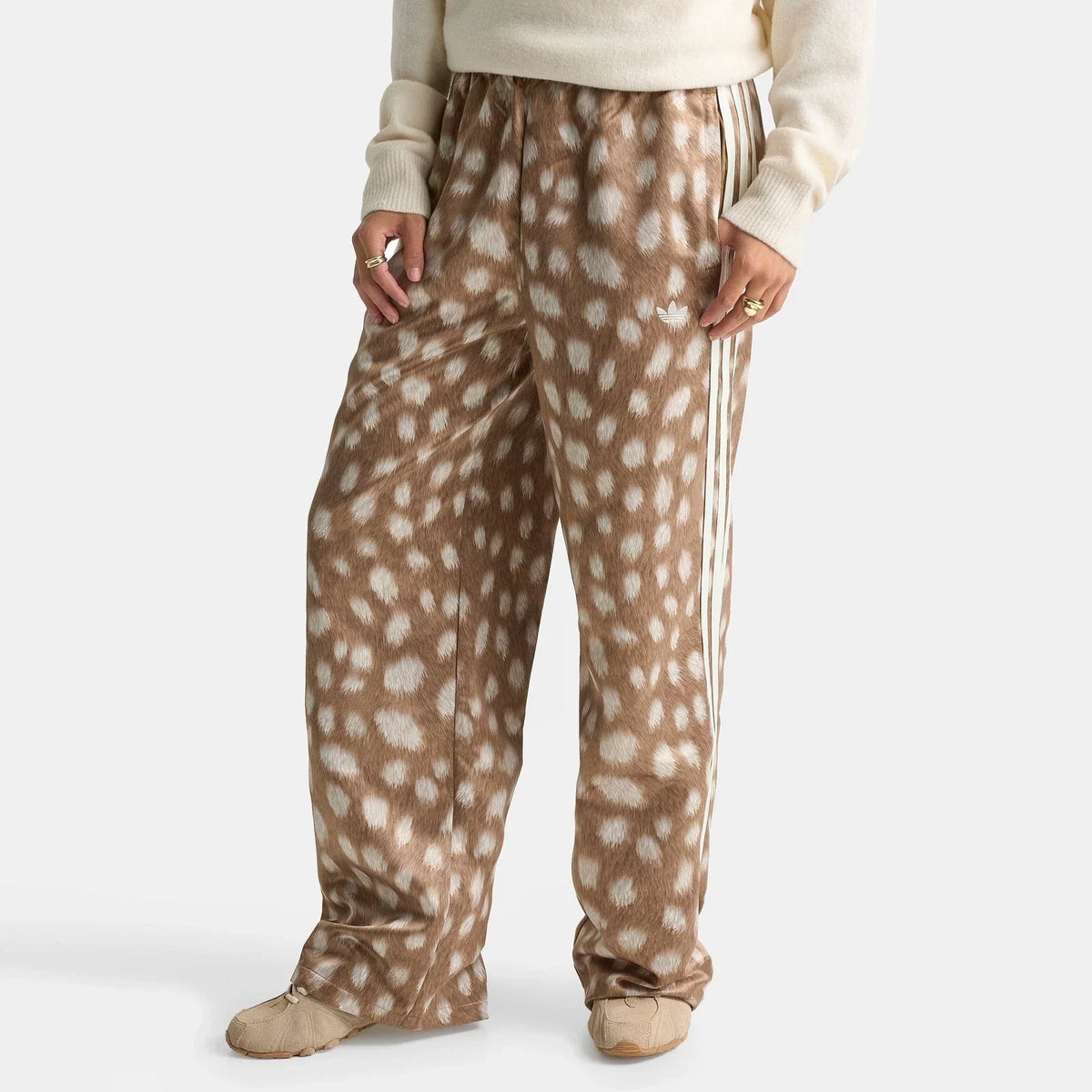 Women's Deer Print Satin Track Pants