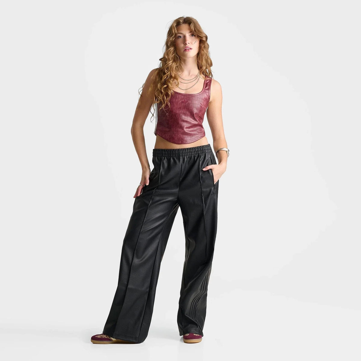 Women's Faux Leather Wide-Leg Pants