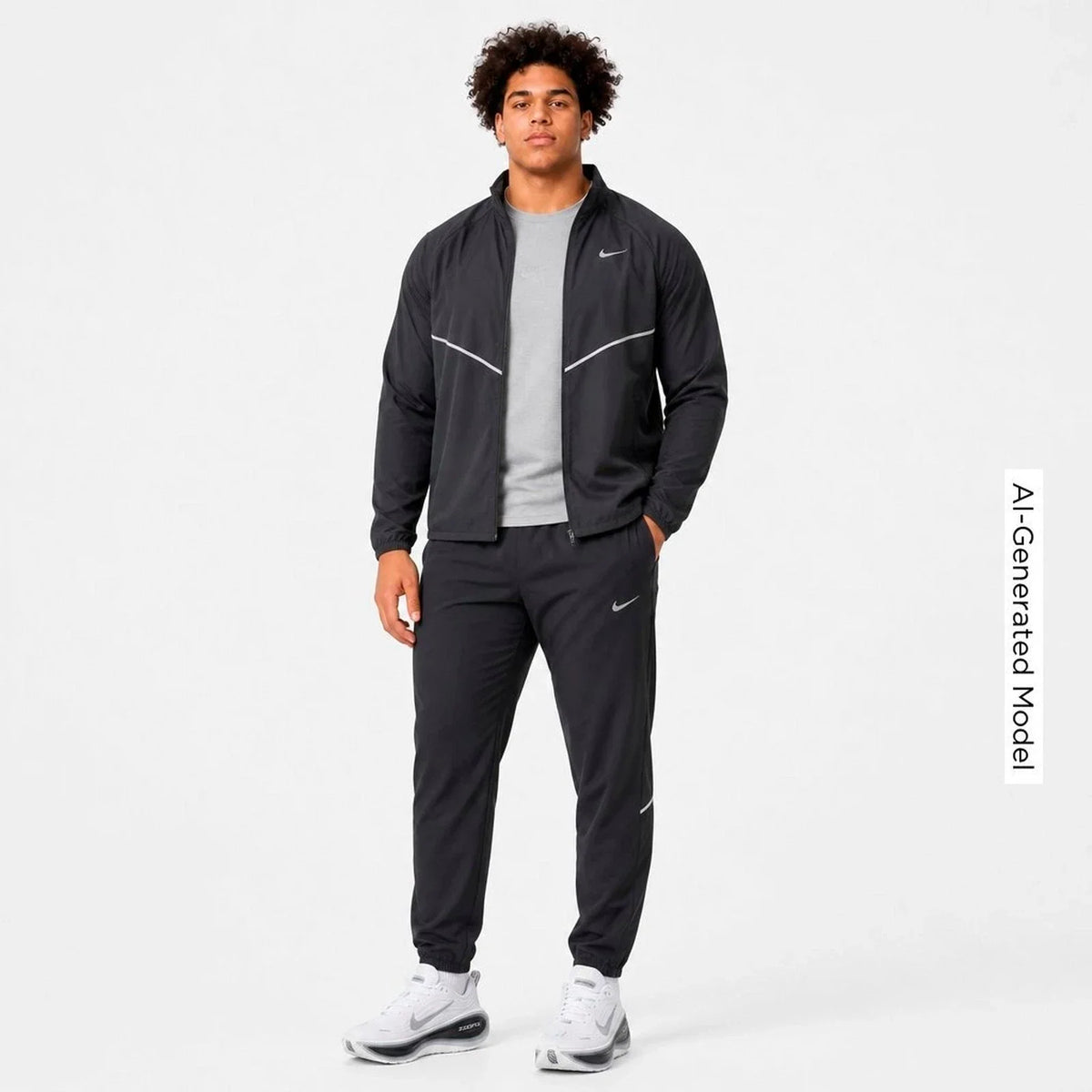 Men's Packable Water-Repellent Running Jacket - Black
