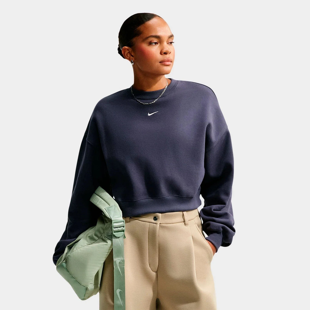 Women's Oversized Cropped Fleece Sweatshirt - Black