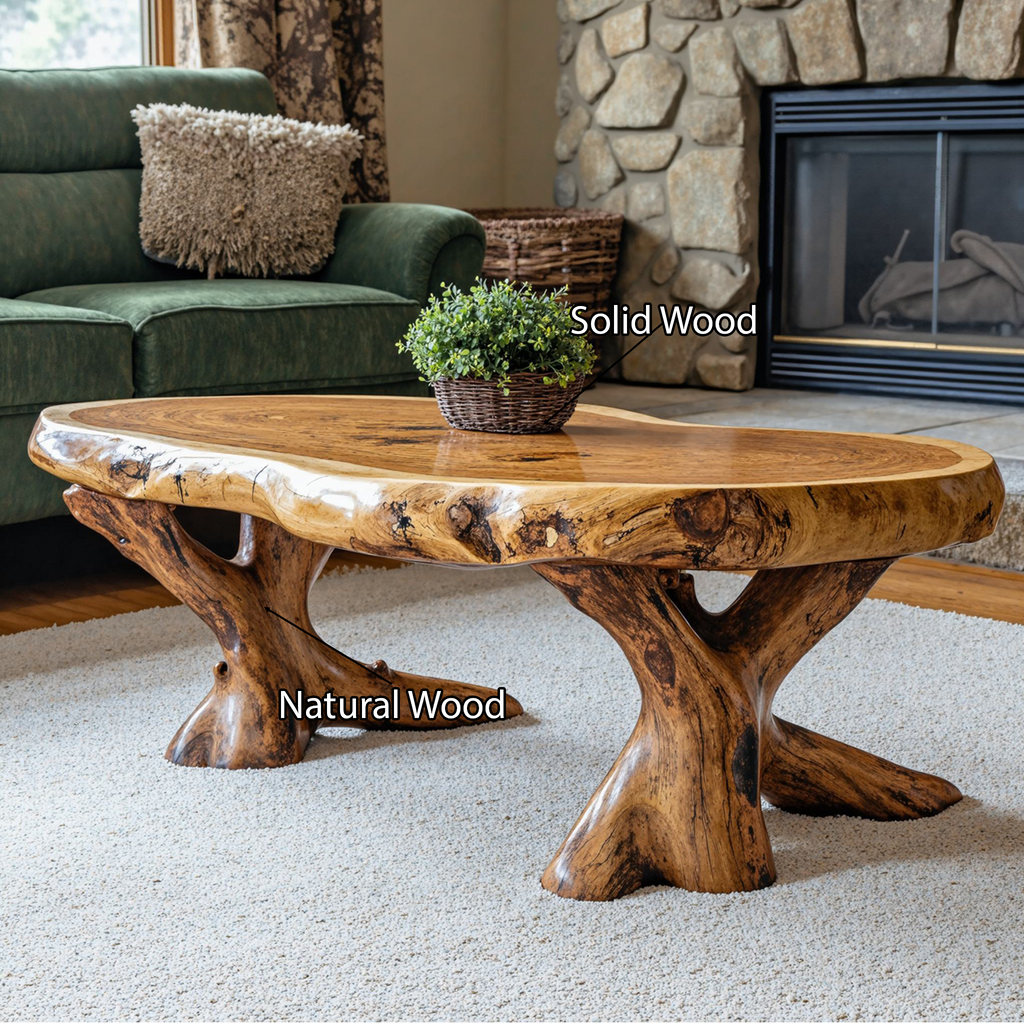 Natural Wood Coffee Table with Wax and Oil Finish - view 6